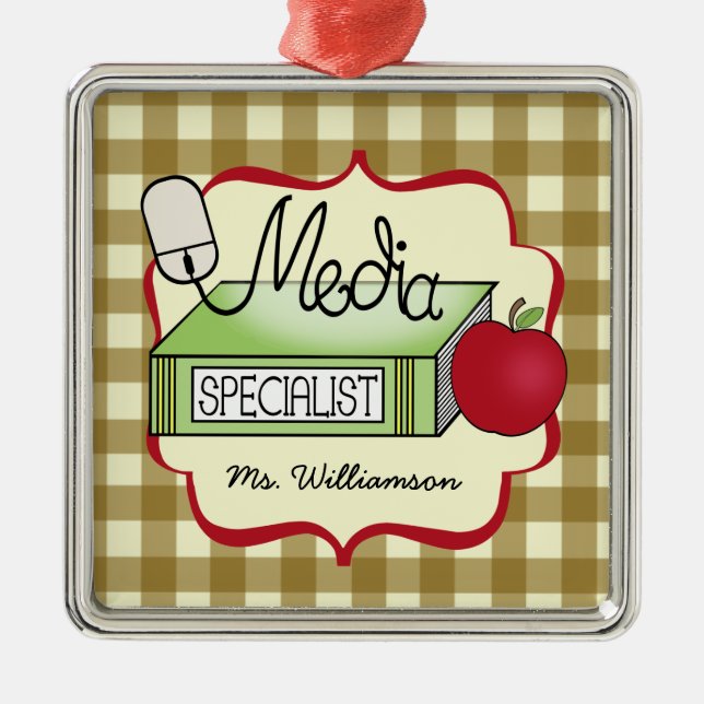 Massmediaspecialistbok Apple & datormus Julgransprydnad Metall (Framsidan)