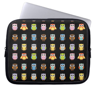 Massor av Färgglada Söta Ugglor Mönster Laptop Sleeve