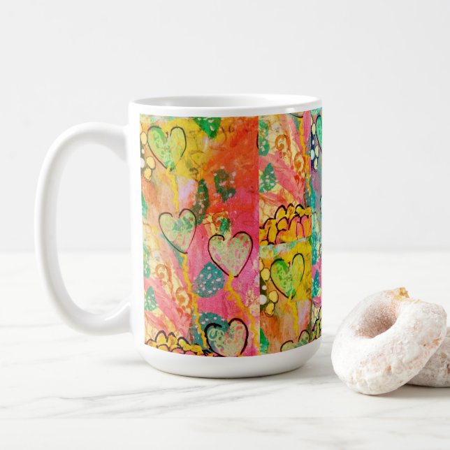 Massor av hjärtan  kaffemugg (Med munk)