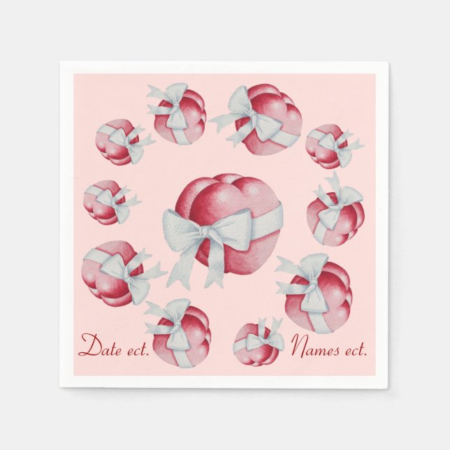 massor av hjärtan och pilar röda och rosa pappersservett (Framsidan)