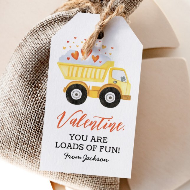 Massor av kul Dumper Lastbil Barn Valentines Dag Presentetikett (Skapare uppladdad)