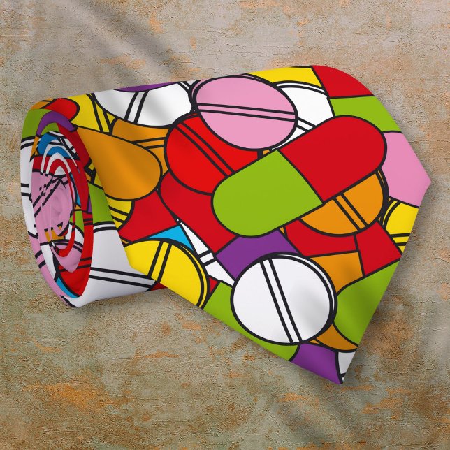 Massor av piller slips (Lots of Pills Coloful Modern Pattern Tie)