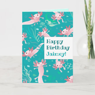 Massor av rosa Axolotls - Anpassad gratulationskor Kort