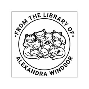 Massor av söta sovande katter Biblioteksbok namn # Självfärgande Stämpel