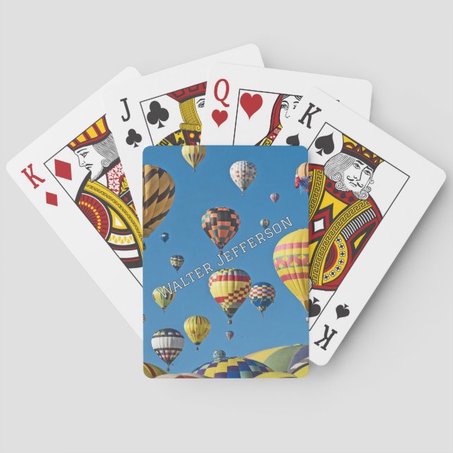 Massor av varmluftsballonger på himlen anpassa eft casinokort (Baksidan)