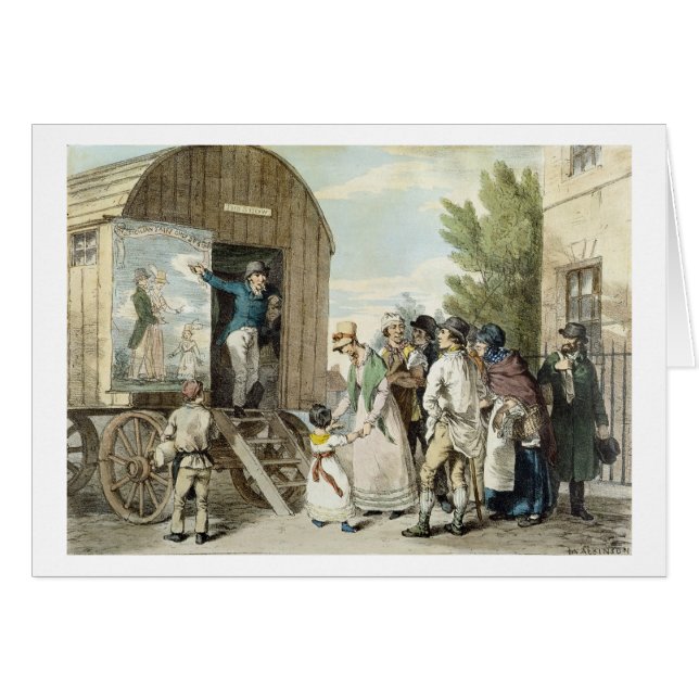 Mässorna: Showen, c.1821 (färglitho) Hälsningskort (Framsidan Horizontal)