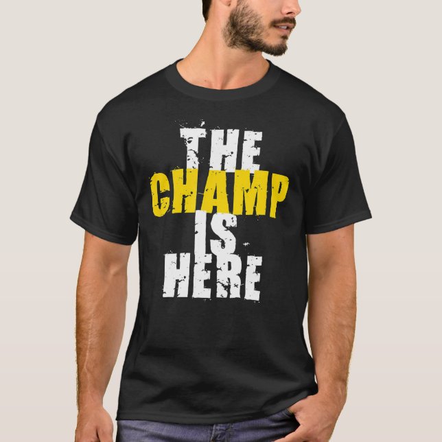 Mästare är här den Motivational mästerskaptrofén T Shirt (Framsida)