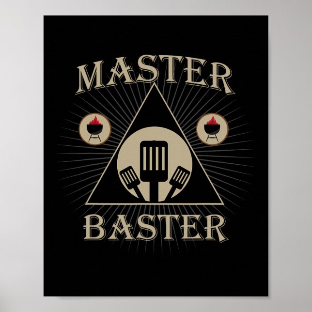 Mästare Baster Rolig Grillning Bbq Kött Pitmaster Poster (Framsidan)