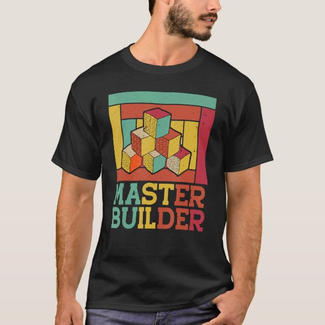 Mästare Byggare Cool Builder Byggnadsblock Set Til T Shirt (Framsida)