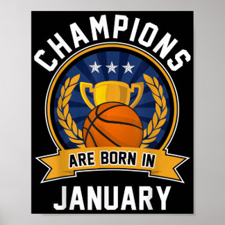 Mästare Föds i Januari Basket Födelsedag  Poster