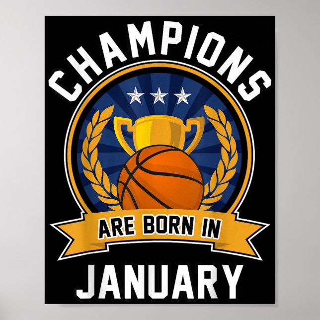 Mästare Föds i Januari Basket Födelsedag  Poster (Framsidan)
