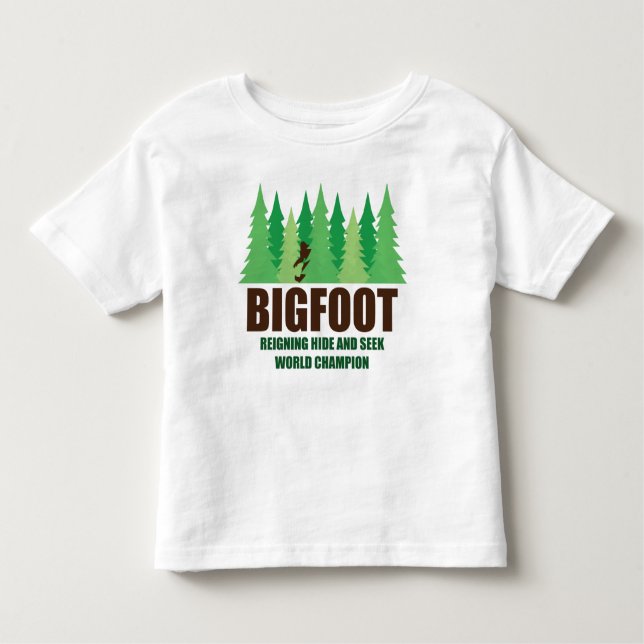Mästare för Bigfoot Sasquatch kurragömmavärld T-shirt (Framsida)