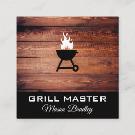Mästare i Rustic Wood Utensils Bq-grill Fyrkantigt Visitkort