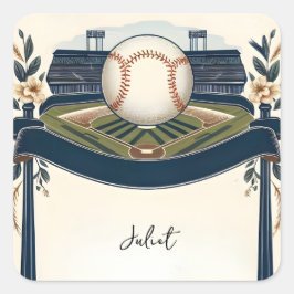 Mästare Lagbollplan Baseboll Bröllopsdusch Fyrkantigt Klistermärke