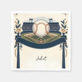 Mästare Lagbollplan Baseboll Bröllopsdusch Pappersservett