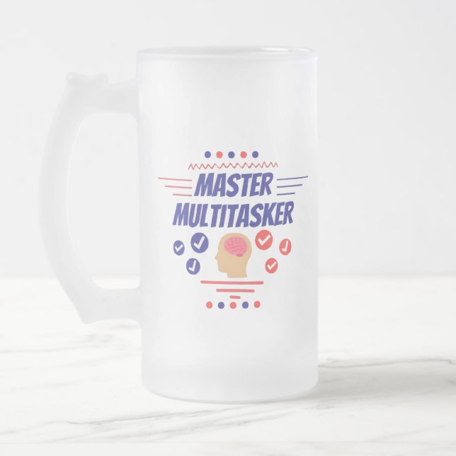 Mästare Multitasker Roligt Påstående Frostat Ölglas (Vänster)