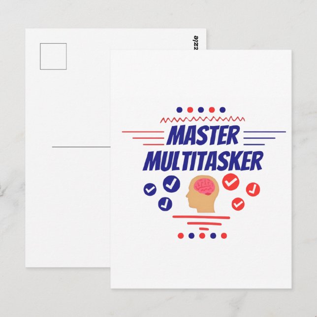 Mästare Multitasker Roligt Påstående Vykort (Fram/baksida)