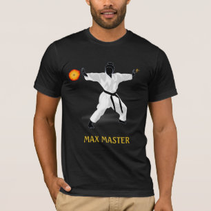 Mästare svart bälte, eldkula och kalligrafi t shirt