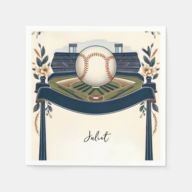 Mästare Team Boll Plan Baseball Bröllopsdusch Pappersservett (Framsidan)