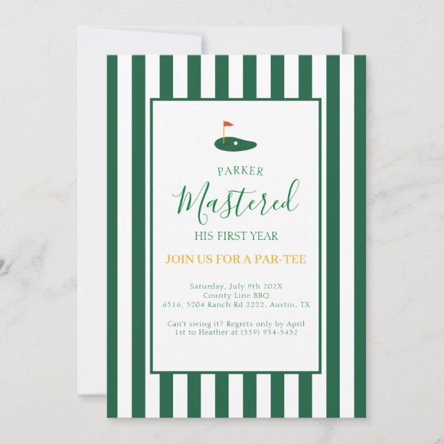 Mastat första året en Hål under en Grönt Inbjudningar (Framsida)