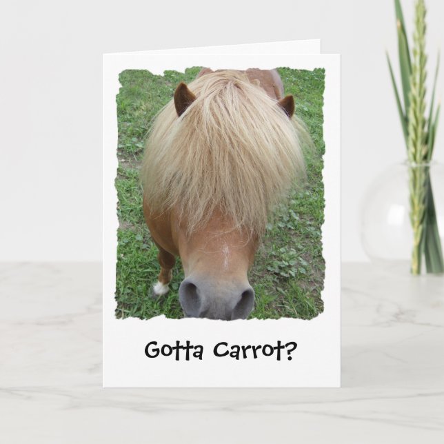 Måste Carrot? Sassy Pony Greeting Card, tomt Kort (Framsida)