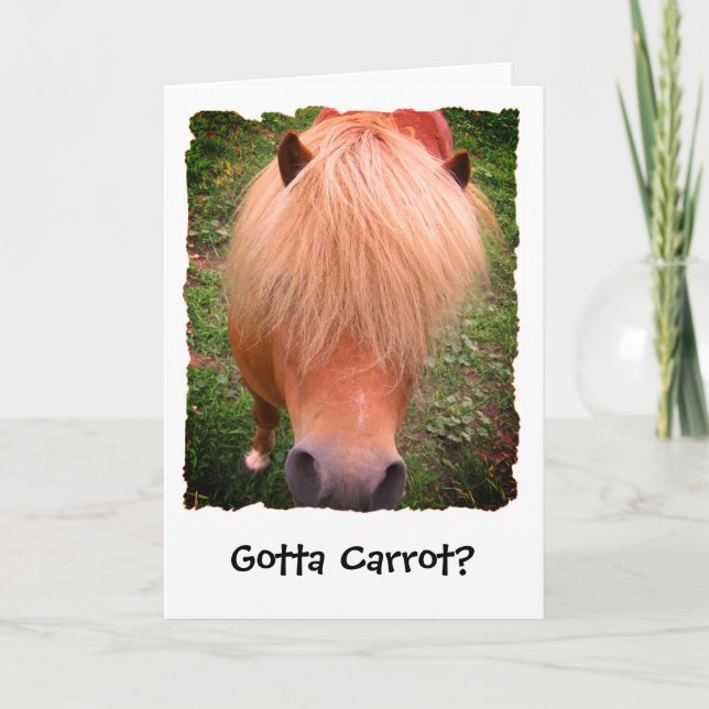 Måste Carrot? Sassy Pony Greeting Card, tomt Kort (Framsida)