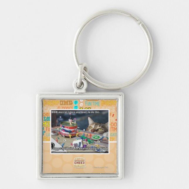 Måste ha att ta timmar fyrkantig silverfärgad nyckelring (Framsidan)