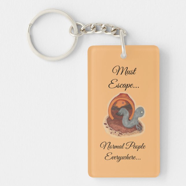 Måste rymma...nyckelringen för krökt (Framsidan)