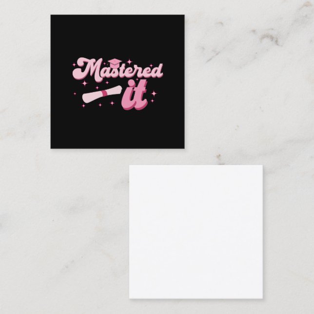 Masted it Masters Degree Student MBA Studenten Fyrkantigt Visitkort (Fram/baksida)