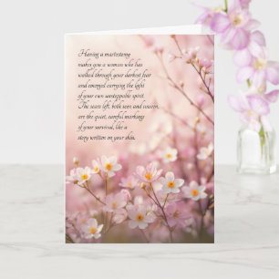 Mastektomi God Hälsa Rosa och Vita Blommor Kort