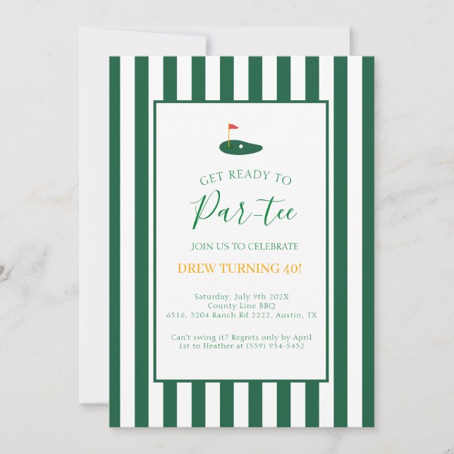 Master 40th Birthday Adult Green Birthday Inbjudningar (Framsida)