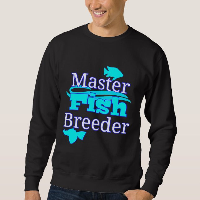 Master Aquarium Fish Breeder Fish Tank Pleco Cichl Lång Ärmad Tröja (Framsida)