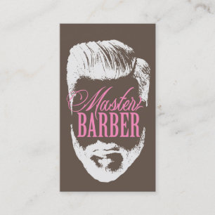 Master Barber Brown Rosa Typography Barbershop Visitkort