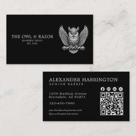 Master Barber Shop Silver Owl Professional Qr-kod Visitkort