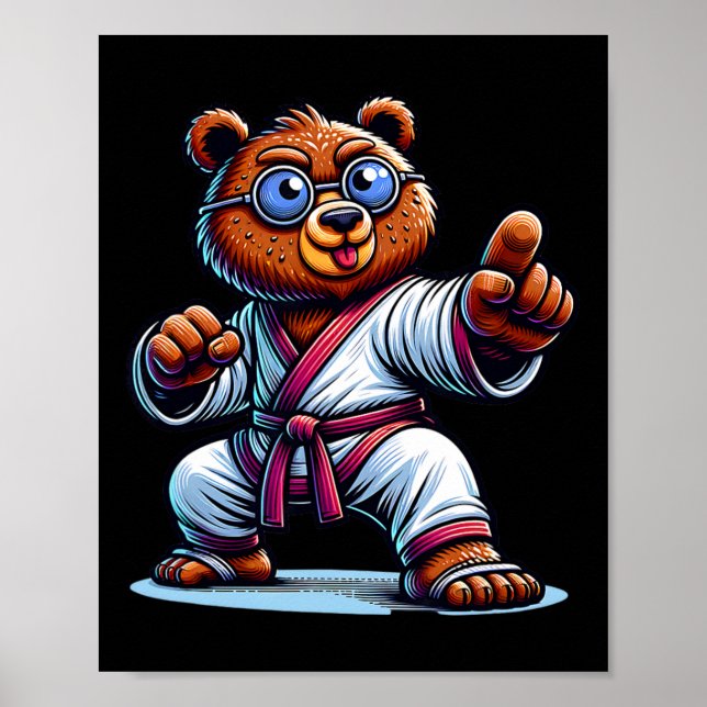 Master Bear Karate Bear Martial Arts Ursus Sensei Poster (Framsidan)