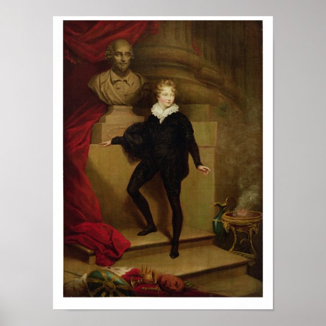 Master Betty as Hamlet före Shakespears bust Poster (Framsidan)