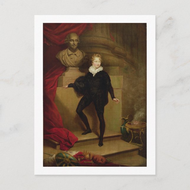 Master Betty as Hamlet före Shakespears bust Vykort (Framsida)