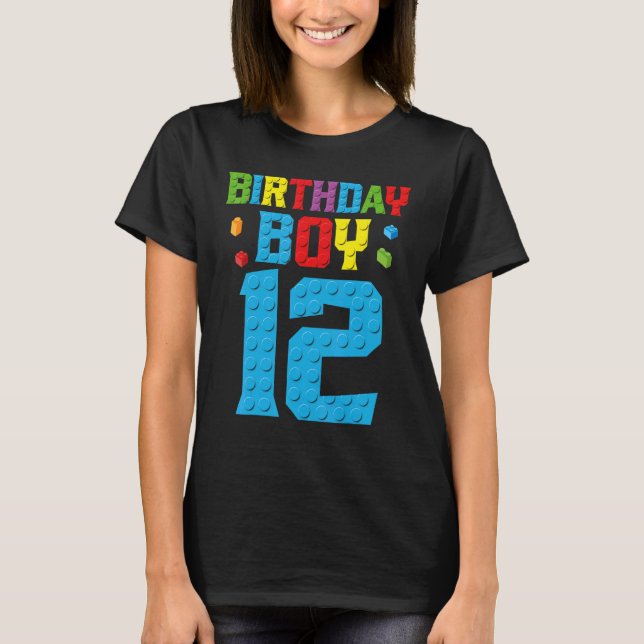 Master Builder 12:e Birthday Boy 12-årig Byggnad T Shirt (Framsida)