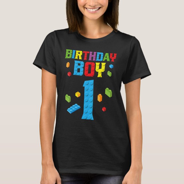 Master Builder 1:a födelsedagspojken 1 Ett år bygg T Shirt (Framsida)
