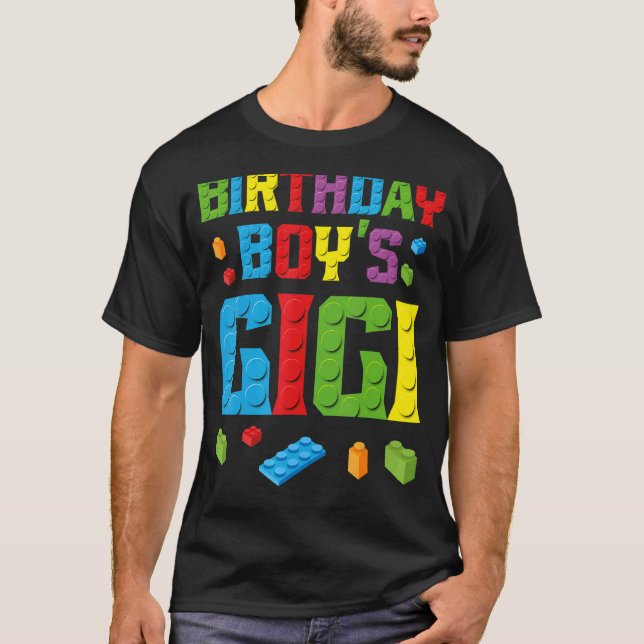 Master Builder Birthday Boy's Gigi Byggande Bricks T Shirt (Framsida)