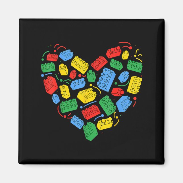 Master Builder Block Brick Building Heart Valentin Magnet (Framsidan)