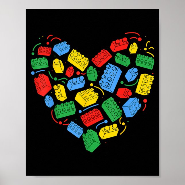 Master Builder Block Brick Building Heart Valentin Poster (Framsidan)