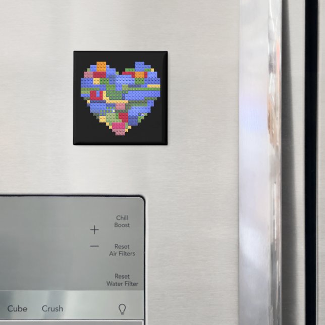 Master Builder Block Brick Byggnad Hjärtan Valenti Magnet (In Situ (Fridge))