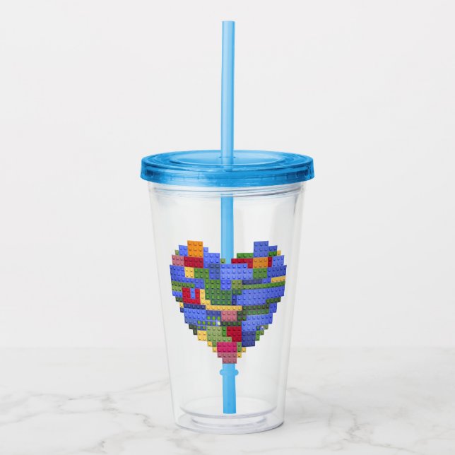 Master Builder Block Brick Byggnad Hjärtan Valenti Take Away Mugg (Framsida)