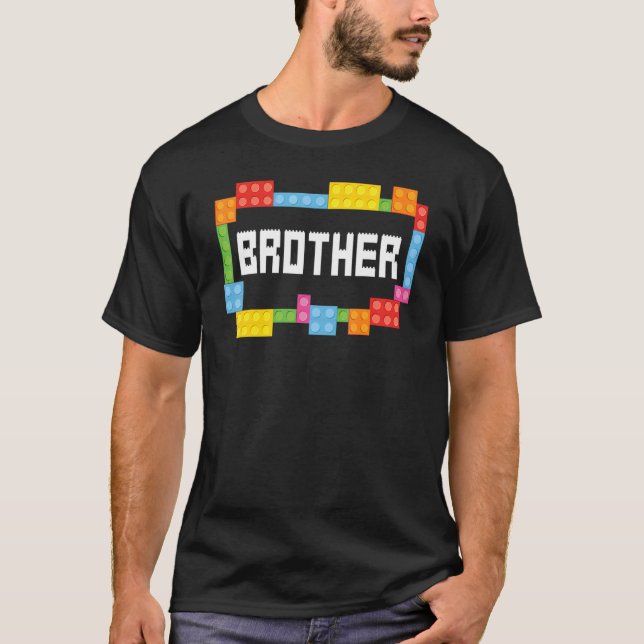 Master Builder Brother Bricks Blocks Bygger Fami T Shirt (Framsida)