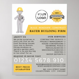 Master Builder, Bygg firm, Builders Advert Poster