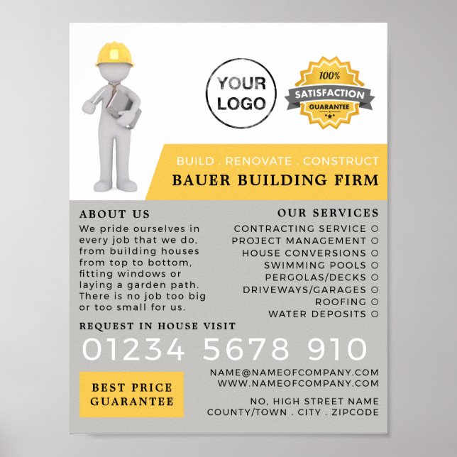 Master Builder, Bygg firm, Builders Advert Poster (Framsidan)