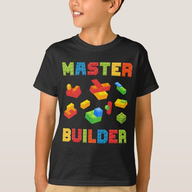 Master Builder Bygger block älskare Brick Builder T Shirt (Framsida)
