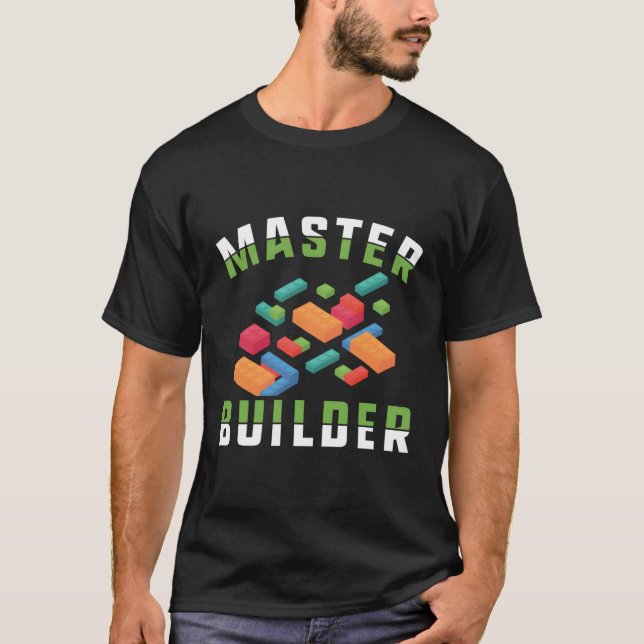 Master Builder Bygger block Leksak Bricks Gift Des T Shirt (Framsida)