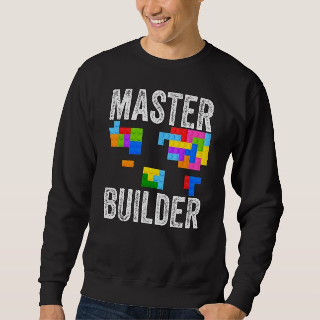 Master Builder Bygger blockerar grundbyggaren Leks Lång Ärmad Tröja (Framsida)